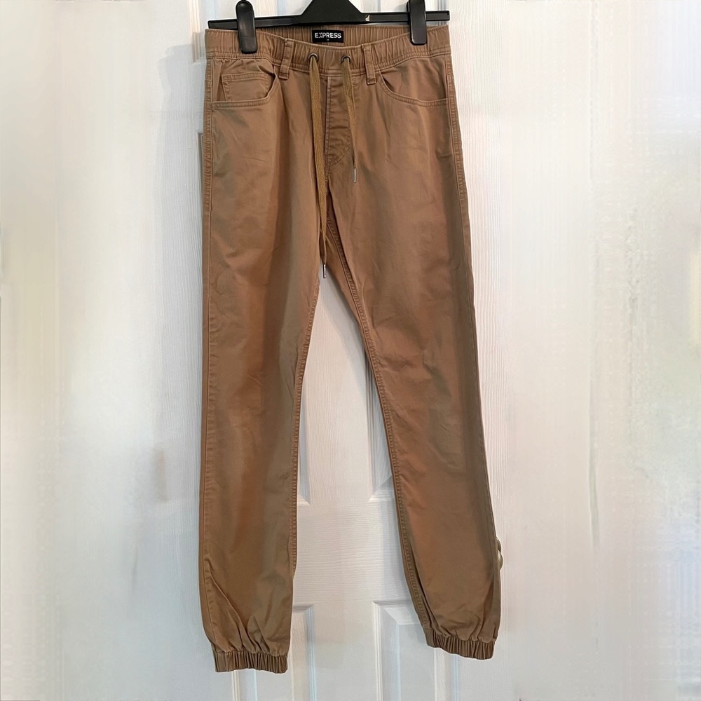 Express joggers pants dark khaki drawstring cotton XS